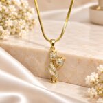 Gold Plated Crystal Floral Pendant Necklace for Women | Elegant Korean Style Fashion Jewellery