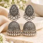 Oxidised Silver Traditional Jhumka Earrings with Ghungroo Beads | Ethnic Indian Jewellery