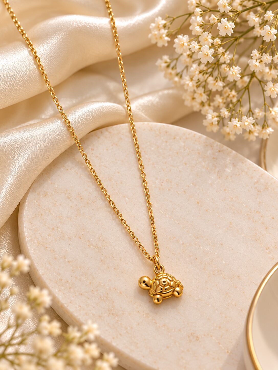 2026/10/1003582668.jpg Elegant Gold Plated Turtle Pendant Necklace for Women – Stainless Steel Minimalist Animal Charm Jewellery - Image 1