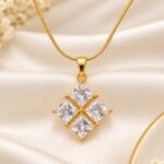 Elegant Gold-Plated Four-Stone Crystal Pendant Necklace for Women | LAADDO