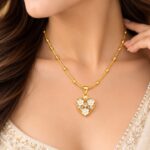 Gold Plated White Floral Heart Pendant Necklace for Women | Elegant Daily Wear Jewellery |