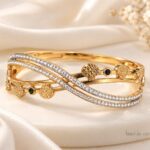 Gold Plated AD Stone Designer Kada Bracelet with Dual CZ Stone Bands