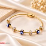 Premium Golden Evil Eye Charm Bracelet with Crystal Beads | Elegant Anti-Nazar Jewellery