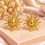 Golden Sunburst Statement Earrings for Women – Trendy Fashion Jewellery