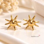 Golden Sunburst Design Stud Earrings for Women – Elegant Trendy Western Jewellery