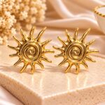Golden Spiral Sunburst Stud Earrings for Women – Trendy Western Fashion Jewellery