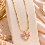 Gold Plated Heart Charm Long Necklace for Women – Elegant Korean Style Fashion Jewellery |