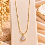 Gold-Plated Triangle CZ Pendant Necklace | Elegant Daily Wear Jewellery for Women