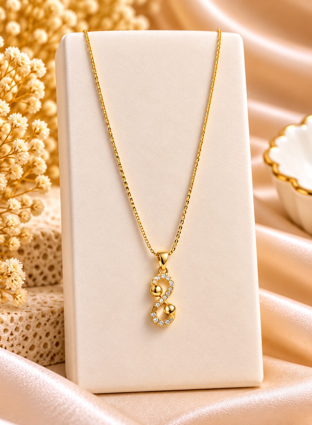 2026/10/1003582927-1.jpg Elegant Gold-Plated S-Shaped Rhinestone Pendant Necklace for Women - Image 1