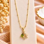 Gold Plated Floral Crystal Pendant Necklace for Women – Elegant Korean Style Jewellery