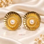 Elegant Gold Plated Round Pearl Stud Earrings for Women – Premium Western Fashion Jewellery