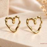 Gold Plated Abstract Heart Shape Hoop Earrings for Women – Trendy Korean Fashion Jewellery