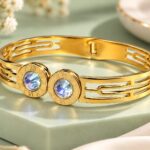 Premium Gold-Tone Roman Numeral Crystal Cuff Bracelet for Women | Elegant Western Fashion Jewellery