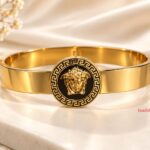 Premium Gold-Tone Medusa Face Greek Key Cuff Bracelet for Women | Luxury Western Fashion Jewellery